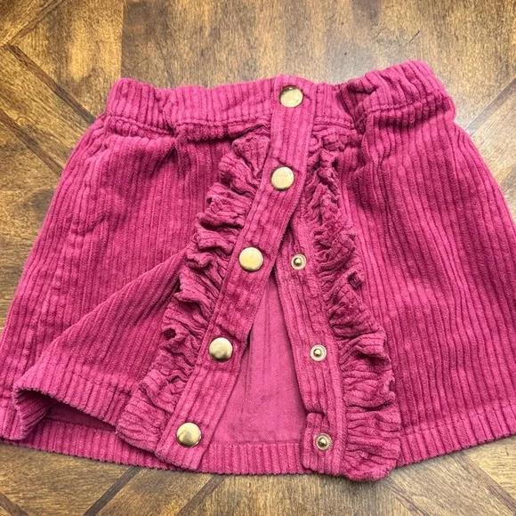 Burgundy Corduroy mini Skirt with Ruffle Detail cotton 100% sz4 girls - Picture 3 of 6